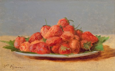 Naturaleza Muerta con Fresas en un Plato de Victor Vignon